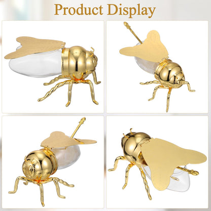 IMIKEYA Bee Honey Jar, Decorative Bee Shaped Honey Pot Bee Figurine Glass Honey Container Syrup Dispenser Crystal Condiment Pot Sugar Holder Bowl for Kitchen Home