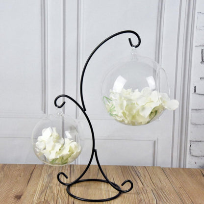 DAGLLGEW 2-Hook Ornament Display Stand Hanging Glass Terrarium Stands Iron Easel Plate Stand for Air Plant Ball Art Craft Hanging Glass Bauble Holder Air Plant Hanger Iron Display Holder