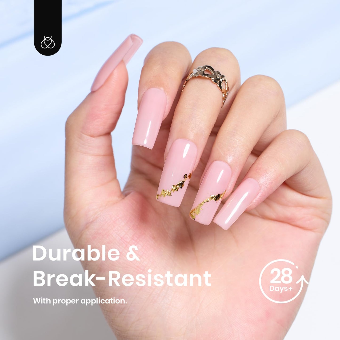 Beetles Gel Nail Kit Short Almond, 240Pcs Easy Nail Extension Set Shaped Clear Tips with 5 in 1 Nail Glue Base & Top Coat and Mini UV Lamp, Nail Tips Art Acrylic Nail Kit Gifts for Women