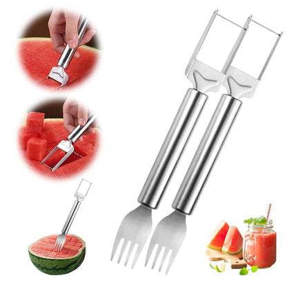2-in-1 Stainless Steel Fruit Cutter Watermelon Cutter,2026 Watermelon Slicer Watermelon Cutters Melon Cutter Tool, Watermelon Cutting tool Stainless Steel for Kitchen (2pc)