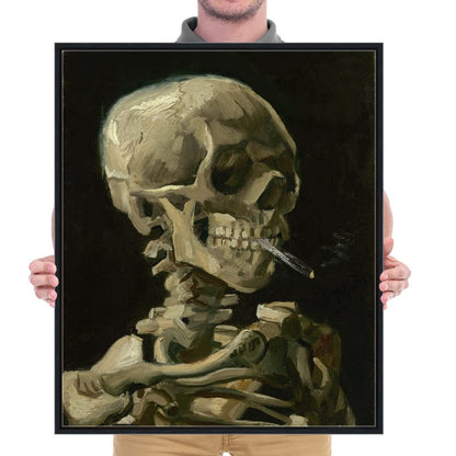 Wieco Art Skull of a Skeleton with Burning Cigarette, 1886 by Vincent Van Gogh Canvas Wall Art for Home Decor and Wall Decor Post-impressionism Canvas Prints Pictures Artwork
