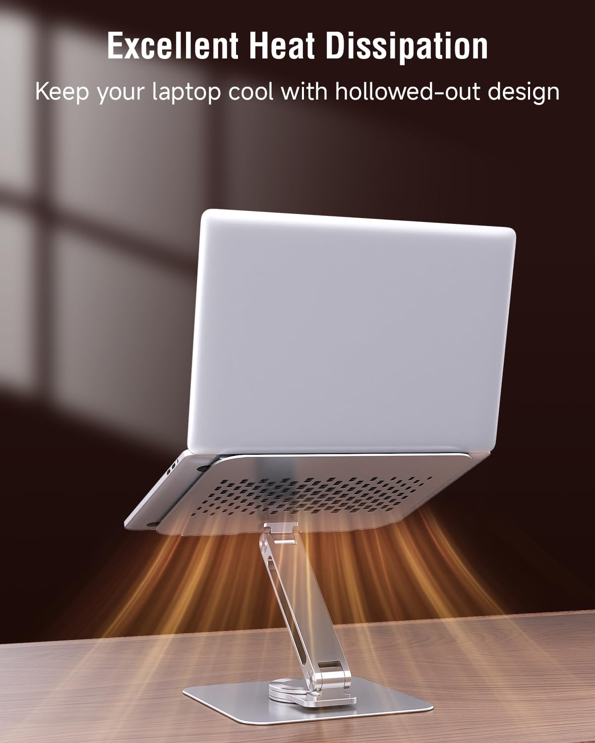 SENZANS Laptop Stand for Desk, Aluminum Alloy Ergonomic Laptop Riser 360 Rotation Base, Portable Adjustable Laptop Stand for Office Home Fits MacBook Air Pro, Dell, HP (10"-17.3'') - Silver