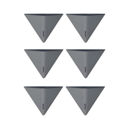 LaLaGreen Bundle - 12" x 6 Pack Gray Large Self Watering Wall Hanging Planters for Indoor Plants Gray Wall Mount Triangle Geometric Flower Vase Pot Black Metal Hanger Living Wall Decor