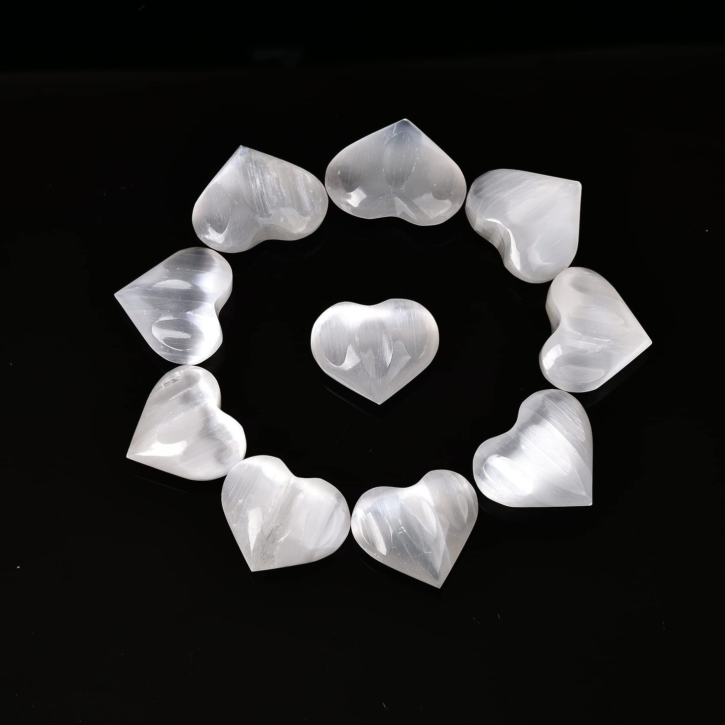 JIC Gem 1.4-1.6" Natural Unique White Selenite Heart Stone Healing Crystal Heart Rock Engraved Heart Decoration Heart Shape Crystal Set of 10 Wholesale Frome Morocco