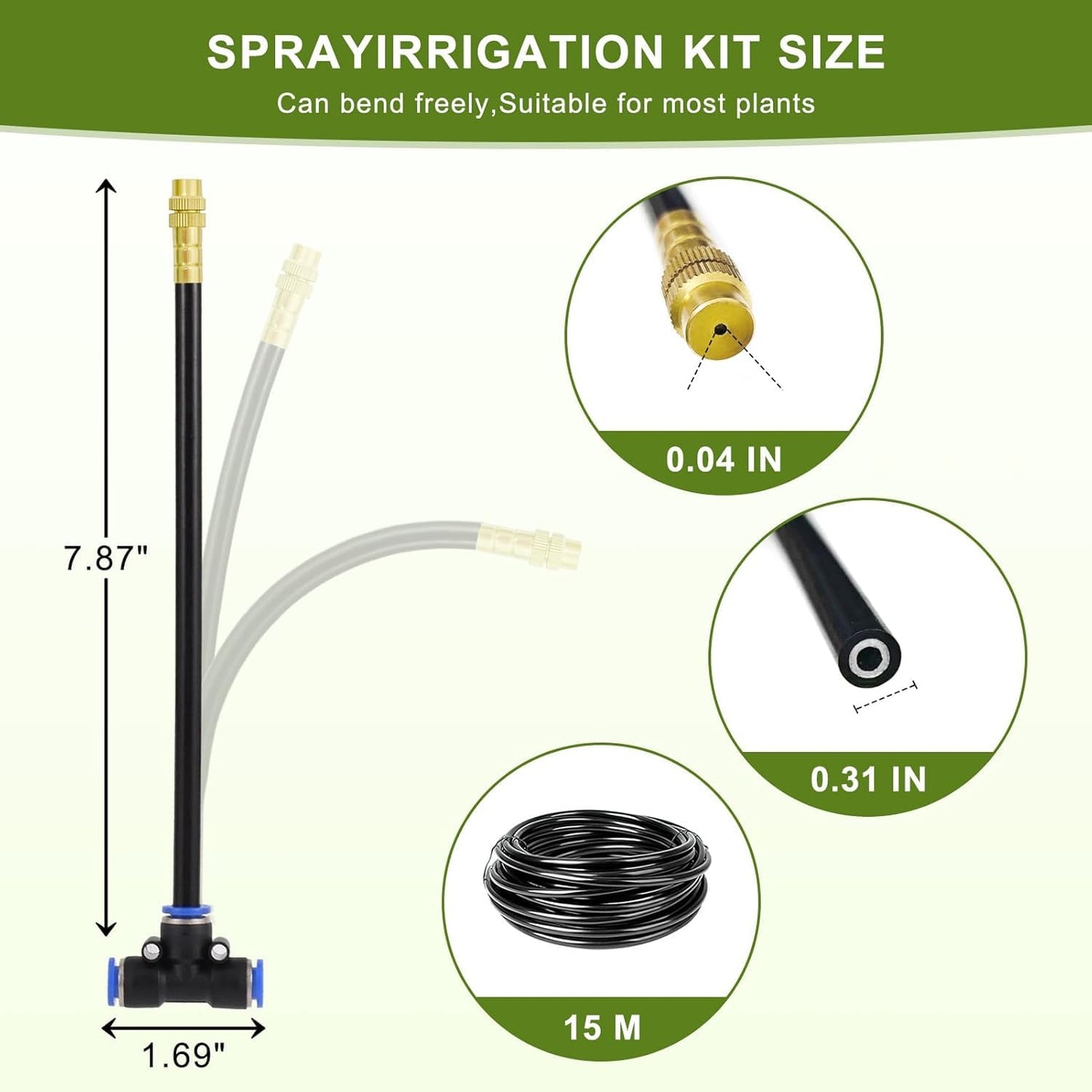 50FT Drip Irrigation System,Everything You Need for Patio & Garden Watering – 15 Nozzles, Easy-Set Timer, and 5/16 Inch Hose for Greenhouse or Lawn Care