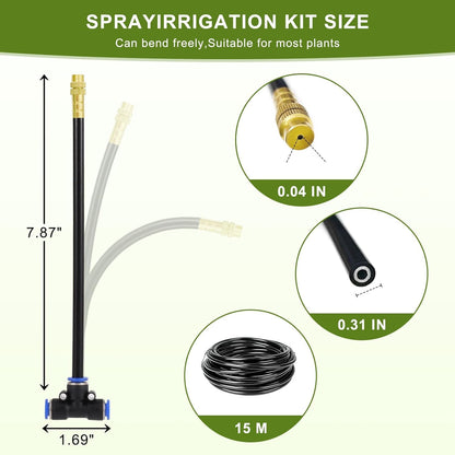 50FT Drip Irrigation System,Everything You Need for Patio & Garden Watering – 15 Nozzles, Easy-Set Timer, and 5/16 Inch Hose for Greenhouse or Lawn Care