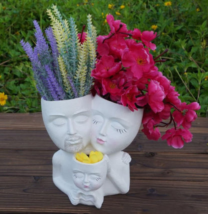 WLDOCA Head Planter Face Pots for Plants, Family Face Planters Novelty Face Vase, Unique Flower Pots Decorative Plant Planters for Indoor Outdoor Home Garden Succulents Cactus,A