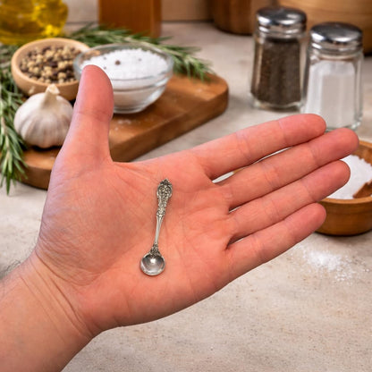 925 Sterling Silver Small Salt Spoon - Premium Quality 2.2" Ornate Floral Spoon - Beautiful Flower Designed Handle - Gift for Culinary Enthusiasts