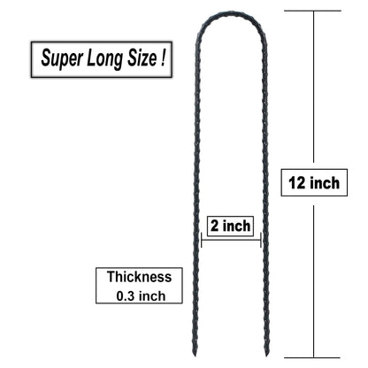 Trampolines Wind Stakes 24 Pack, 12 Inch Heavy Duty U Shaped Rebar Stake Ground Anchors Galvanized Steel Safety Trampoline Anchors for Garden Decoration, Camping Tents, Soccer Goals, etc