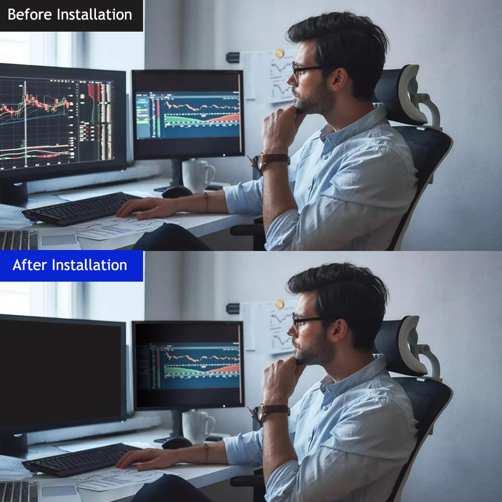 24 Inch - 16:9 Aspect Ratio - Computer Privacy Screen Filter for Widescreen Monitor - Anti-Glare - Protects Eyes from Harmful Glare and Blue Light [WELINC™ Light]