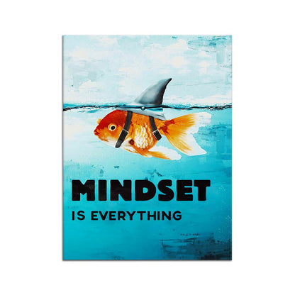 Canvas Wall Art Goldfish Shark Picture Animal Motivational Painting Modern Inspiring Poster Print Artwork for Living Room Bedroom Office Home Decor Wooden Framed Ready to Hang [18''W x 24''H]