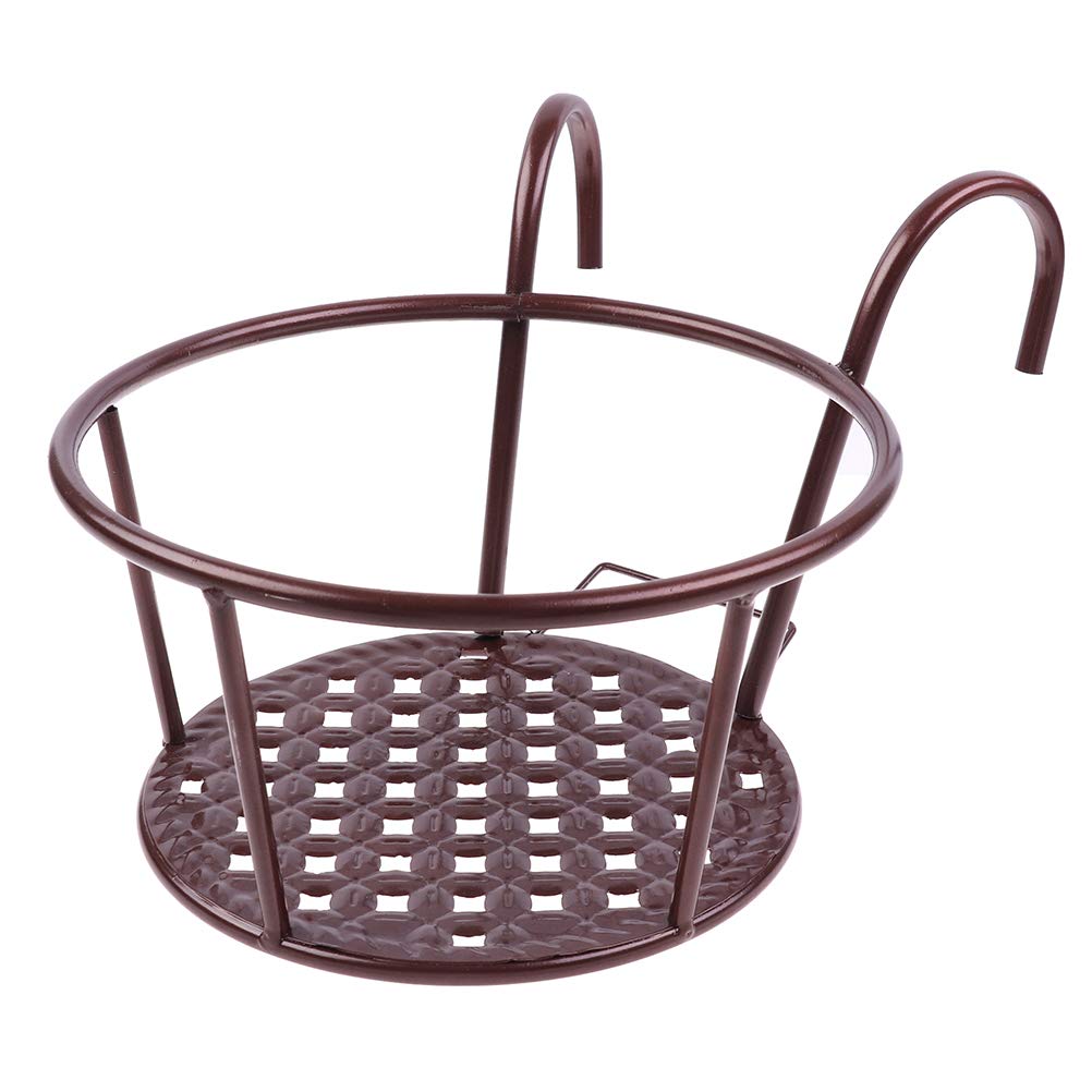 Hanging Railing Planters Baskets Art Hanging Flower Stands Balcony Flower Pot Holders Plant Iron Racks Fence Metal Potted Stand Mounted Balcony Round Plant Basket Shelf Container Box,Garden Steel Pots