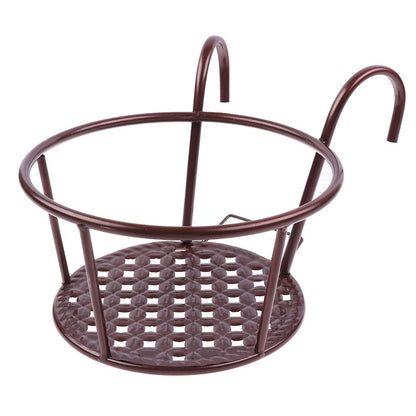 Hanging Railing Planters Baskets Art Hanging Flower Stands Balcony Flower Pot Holders Plant Iron Racks Fence Metal Potted Stand Mounted Balcony Round Plant Basket Shelf Container Box,Garden Steel Pots