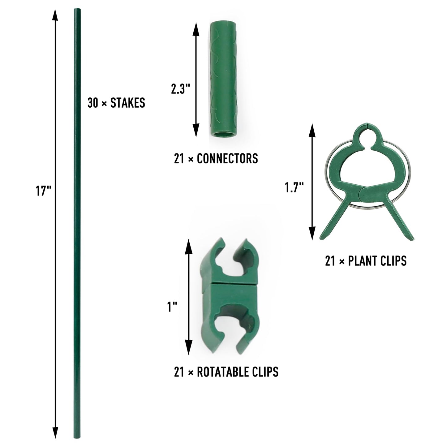 MAXPACE 93pcs Garden Stakes Kit: Includes 30 Sets of Fiberglass Plant Sticks Supports & Accessories for DIY 4ft, 5ft, 6ft, 7ft Stakes for Tomato, Vegetables, Indoor & Outdoor Gardening Supplies
