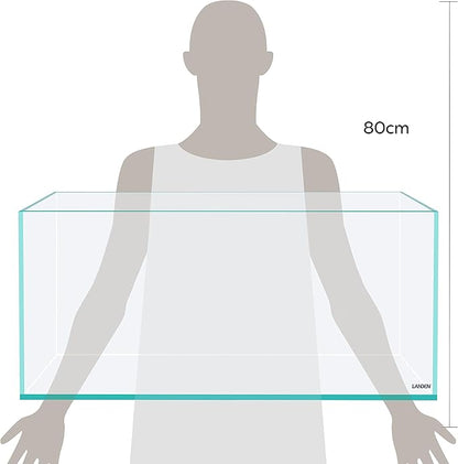 LANDEN 75S 22.1 Gal Shallow Tank, Shallow Fish Tank, Rimless Low Iron Tank, Bookshelf Aquarium W29.5×D17.7×H11 in(75x45x28cm); 8mm Thickness Aquascape Fish Tank, Black Leveling Mat Included