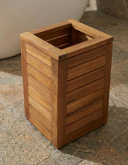AquaTeak Spa Teak Waste Basket
