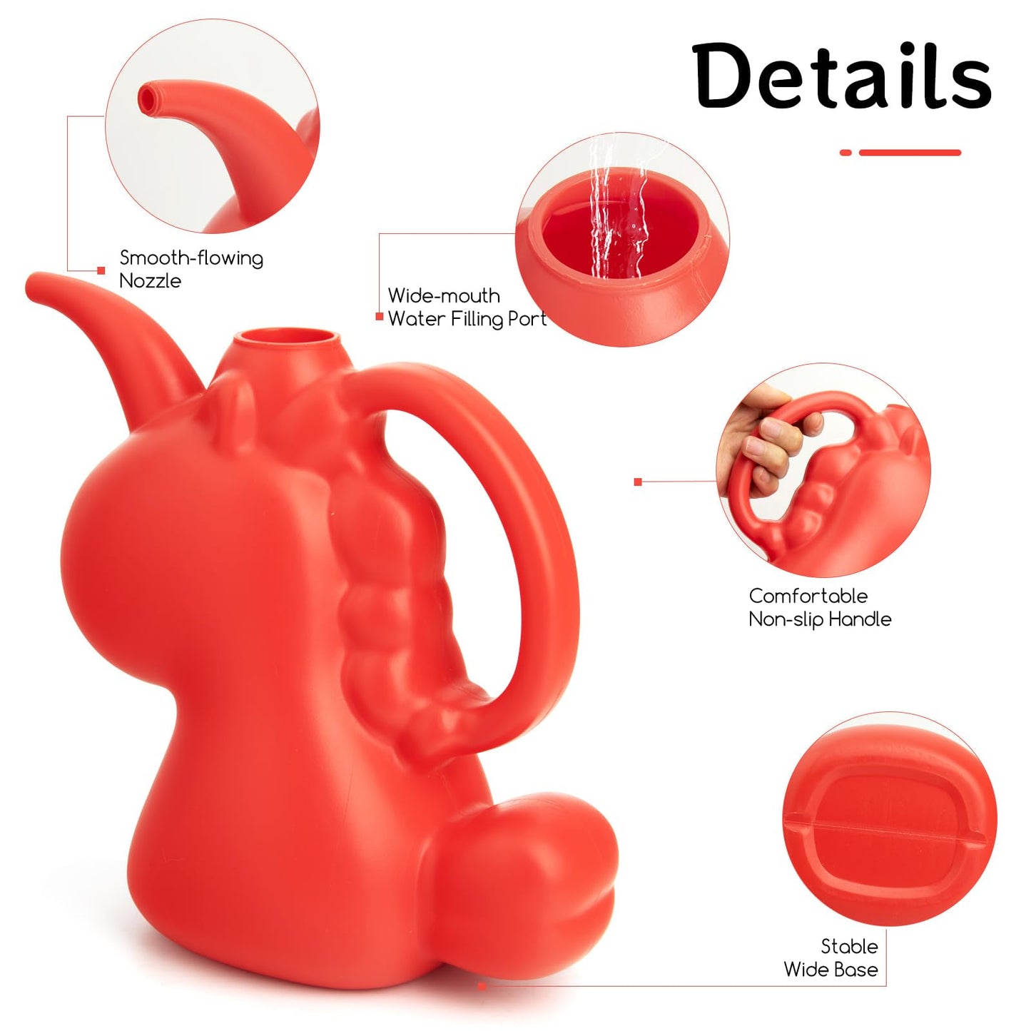XXXFLOWER Unicorns Indoor Watering Can, 1 L Cute Animal Water Cans, Novelty Unicorns Shape Watering Pot for Office House Indoor Garden（Red）