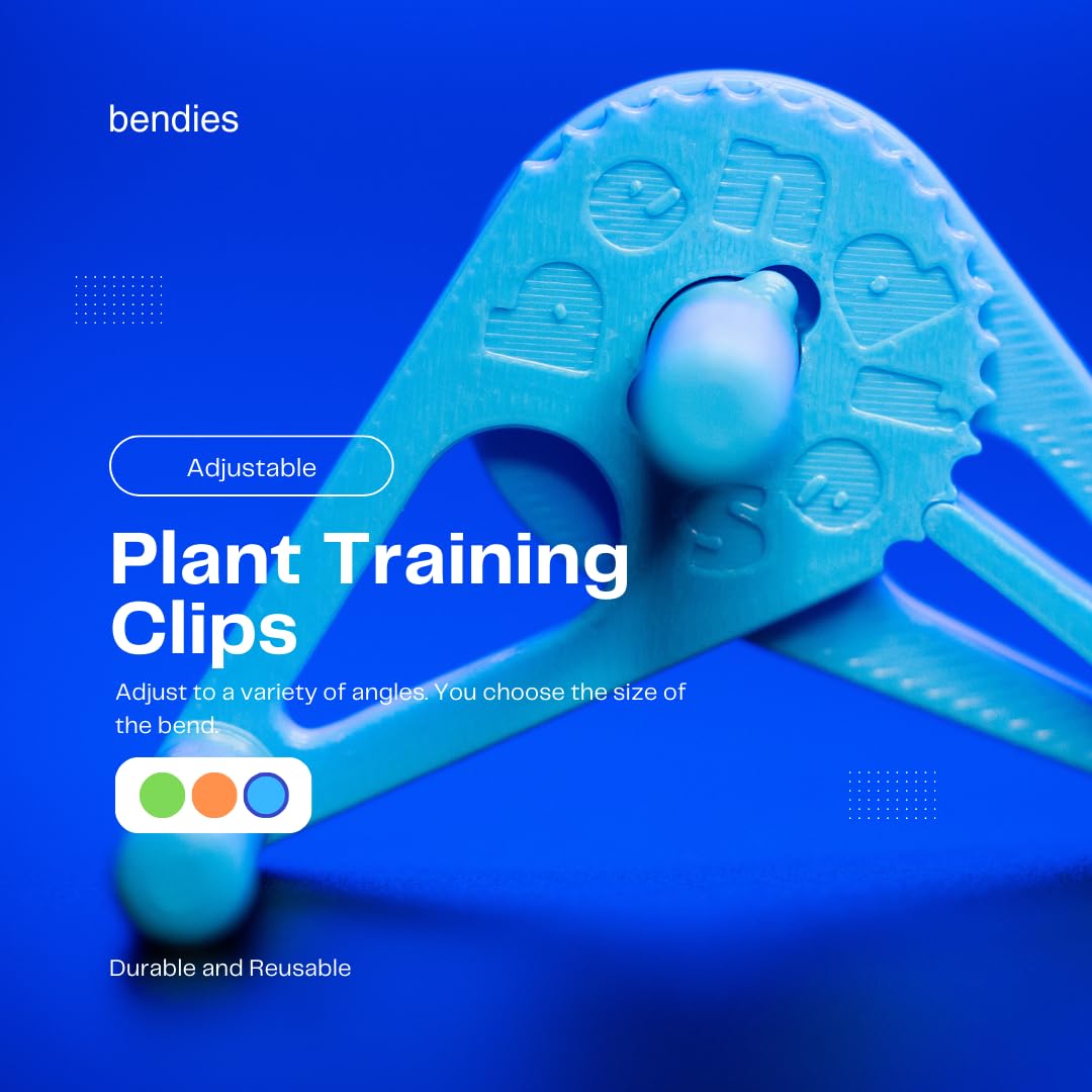 Bendies LST Plant Training Clips 50 Pack - v2.0 Adjustable Low Stress Support Clips for Stem Bending, Grow Tent, Plant Ties & Gardening Accessories