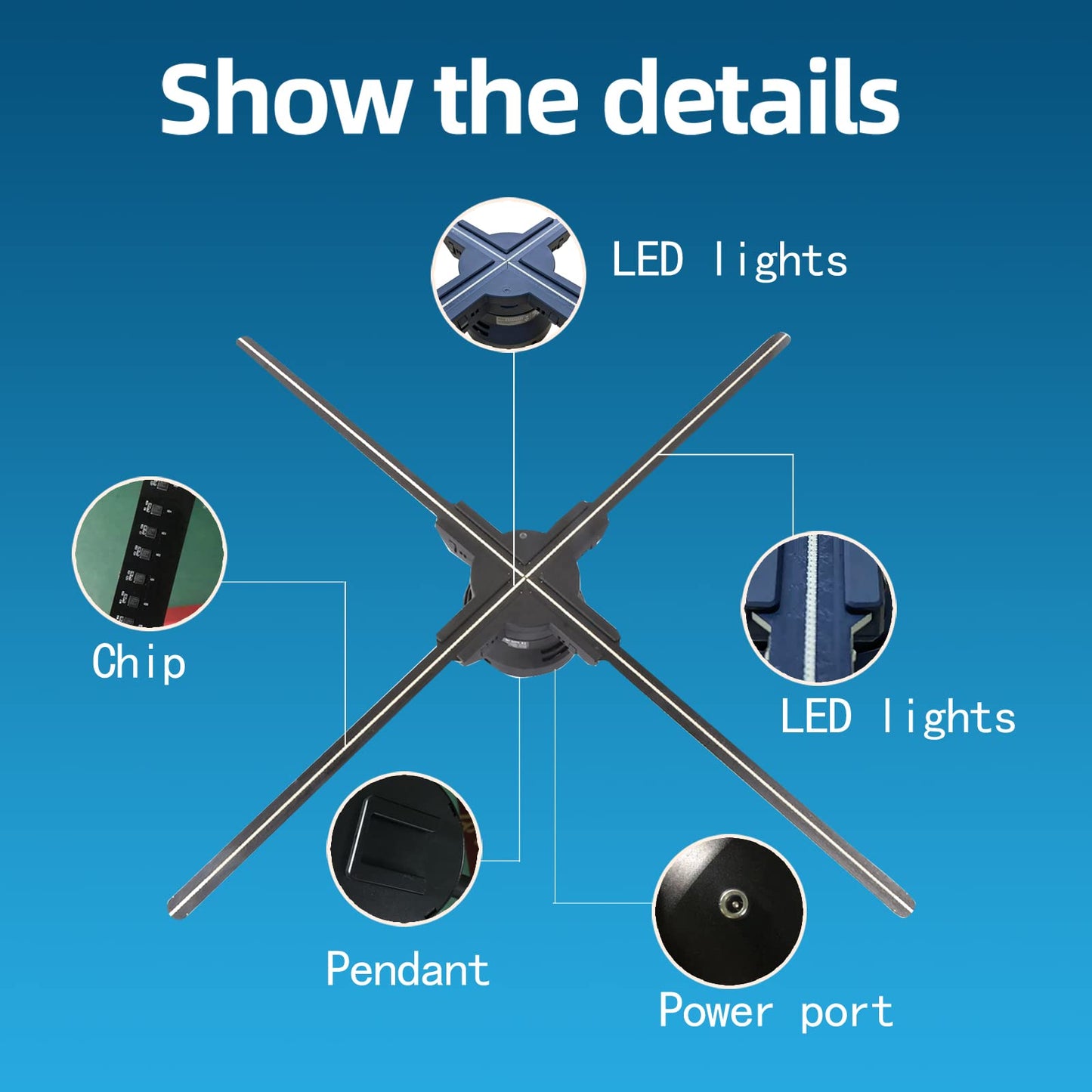 3Dhologramfan, Holographic Fan Projector Screwless Led Lights HD with App and WiFi, Remote Control for Bar, Shop, Halloween, Christmas, (22 "(WiFi+remote control+Bluetooth))with 1500 Video Library