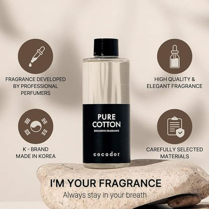 COCODOR Reed Diffuser Oil Refill/Pure Cotton/6.7oz(200ml)/3 Pack/Aroma Therapy, Home Fragrance, Scented Oils, Oils for Reed Diffuser, Office Décor, Decoration