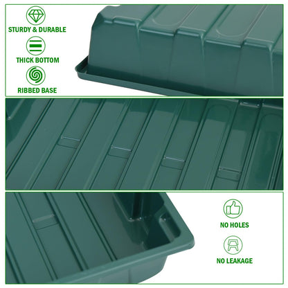 YoleShy 10 Pack Seed Starter Tray Reusable Plastic Plant Seedling Starter Trays Thickened Sturdy Durable for Germination Growing Microgreens Planting Propagation, Without Drain Holes, 14.5"x9", Green