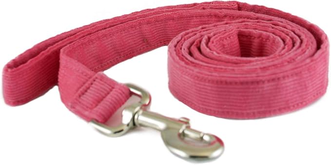 The Good Dog Company- Hemp Corduroy SIX FT Dog LEASHES Available in 9 Colors (Rust, Marigold, Bronze, Avocado, Blue, Plum, Pink, Red, Black) Sold in 1”, ¾”, ½” Widths (1/2 Inch Width, Pink)