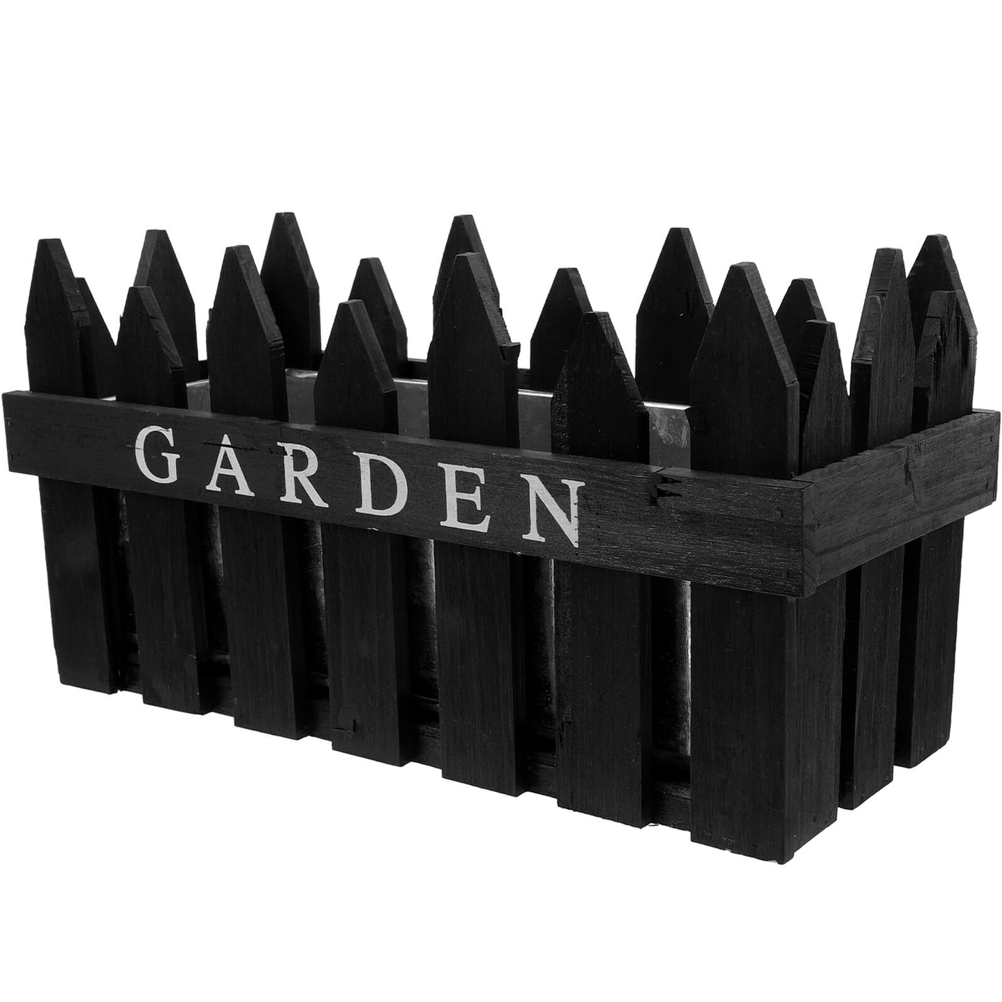 PAMINGONO Rectangular Wooden Fence Planter Box, Black Pastoral Style Flower Pot for Garden and Home Decoration, Wooden Plant Container Suitable for Outdoor Patio and Indoor Use