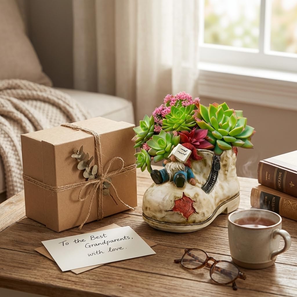 DDLUZQual Cute Planter Pot Suitable for Indoor and Outdoor, Small gnome Resin Succulent Plant Flower pots, Decorative Fun Flower pots with Drainage Holes, Ideal Home and Garden Decoration Gifts