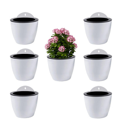 ShoppeWatch Wall Planters for Indoor Plants 7 Pack | Hanging Planters Large 7 Inch with Hooks | Wall Pots for Plants | 7.28 x 6.1 inches - PL35