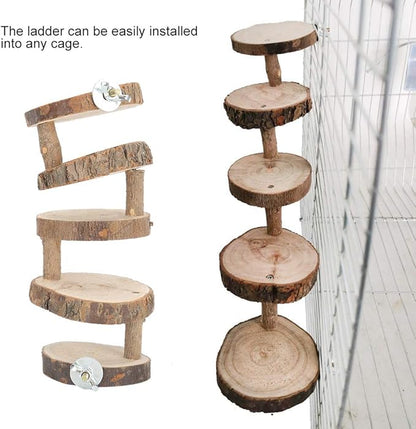 Tiiyee Wooden Hamster Ladder, Bird Parrot Ladder Perch Wood Climbing Bridge Parakeet Cage Toy Ramps Exercise Stands Activity Platform Playground Accessories for Small Animals Gerbil Mice Mouse Rat