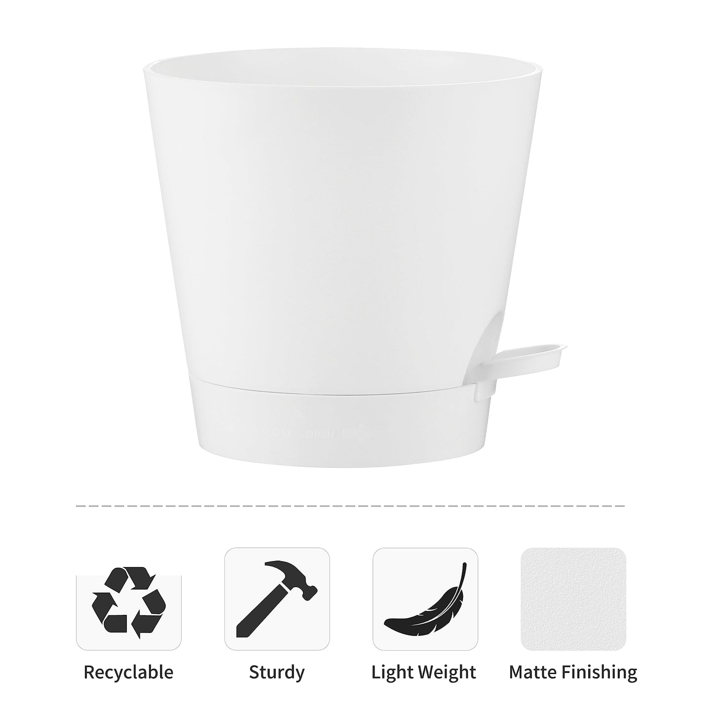 FaithLand 2-Pack 8 Inch Planter Pots for Indoor Outdoor Plants, Self Watering Flower Pots with Deep Reservoir, White …