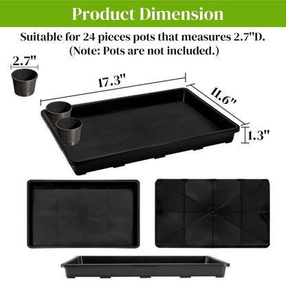 ZAVOOS 6 Pack Nursery Potting Trays, Plastic Seedling Starter Tray with No Drain Holes, Easy Watering Flat Garden Plant Growing Tray for Indoor Greenhouse Germination, 17.3'' x 11.6'' x 1.3''