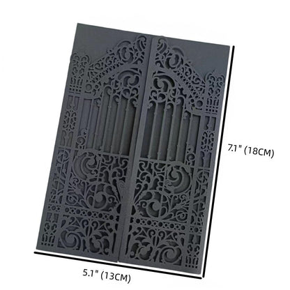 MillaSaw Black Gate Invitation Laser Cut Card For Wedding Engagement Mermaid Birthday Party 25 Sets (black, 4.9"x7.1")
