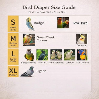 5PCS Bird Diaper Harness Set with Flight Leash and Disposable Liners, Reusable Bird Diapers for Parrots Conures Cockatiels Parakeets, Adjustable Bird Harness for Indoor Companion Birds(M)