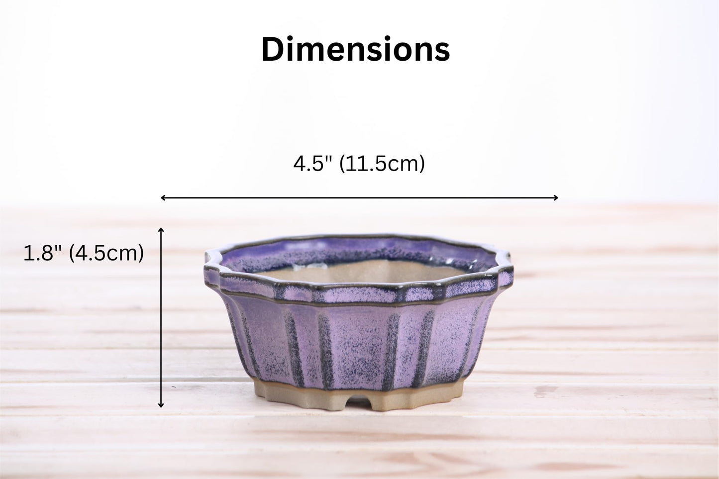 Willow Bonsai Ceramics Flower Design Bonsai Pot 4.5 Inch – Elegant Ceramic Bonsai & Succulent Pot, High‑Fired Frost‑Proof Stoneware with Drainage+Wiring Holes, Handmade USA (Purple, 4.5inch)