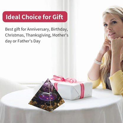 EternalOrgone Orgone Pyramid for Positive Energy, Orgonite Amethyst&Obsidian Healing Crystal Pyramids for Reduce Stress Chakra Reiki Healing Meditation Attracts Lucky and Success