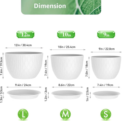 QRRICA Plant Pots 8/7/6.5/6/5.5/5 Inch Self Watering Pots and 12/10/9 Inch Pots