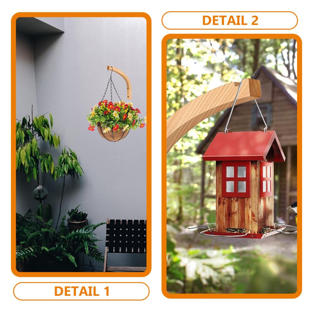 Yardwe 2pcs Wooden Plant Hangers for Use Wall Hooks for Flower Pots Lanterns and Wind Chimes Minimalist Design for Home and Garden Decor