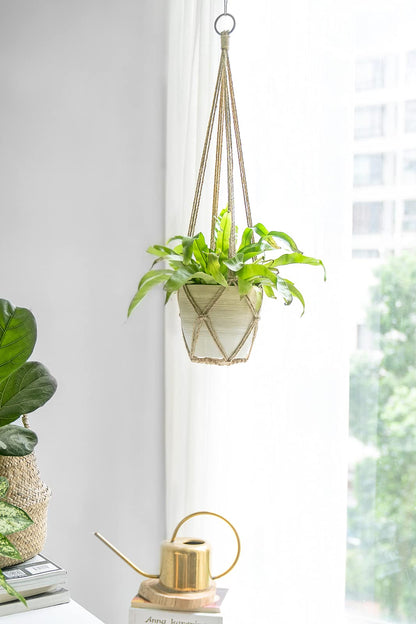 Dahey Macrame Plant Hanger with Hooks Indoor Hanging Planter Basket Handmade Woven Cotton Rope Flower Pot Crochet Plant Holder Stand for Boho Home Decor No Tassels