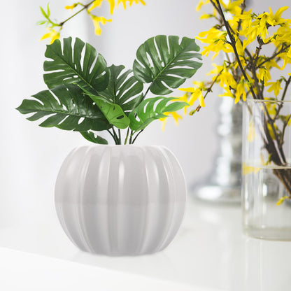 PRETYZOOM Creative Pumpkin-Shaped Ceramic Vase,14x11cm Simple Dried Flower Holder for Home Decor Compact Floral Display Pot for Office Living and Study
