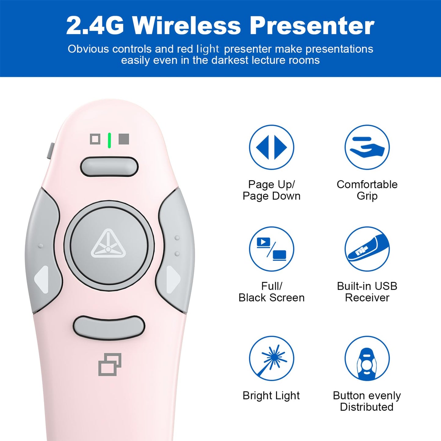 QUI Presenter Clicker USB A&C Bundle | Pen-Shaped White & Remote-Shaped Pink