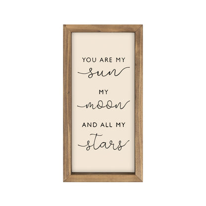 pechpell 11.8×5.9 In Nursery Wall Art, Wooden Sign Baby Room Wall Decor, You are My Sun Moon and Star Rustic Space Themed Kids Girl Boy Teen Room Bedroom Playroom Farmhouse Decorations for Home