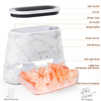 SALKING 2-in-1 Ultrasonic Essential Oil Diffuser & Himalayan Salt Lamp, Aromatherapy Diffuser Cool Mist Humidifier with 3 Brightness, Salt Therapy Lamp, 100% Pure Himalayan Salt Rock, 150ml (Marble)