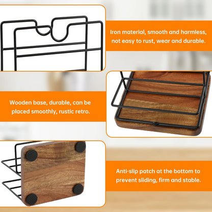 Rustic Napkin Holder for Salt and Pepper Shakers,Napkin Salt and Pepper Holder for Table(Wood)
