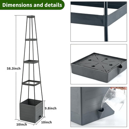 Qaobo Raised Garden Bed, Planter Boxes with Trellis 58.3'' Tomato Planters for Climbing Vine Vegetables Flowers Plants Self Watering Tomatoes Cage for Outdoor Patio Greenhouse