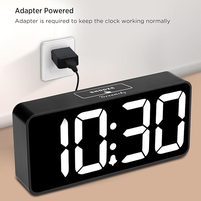 DreamSky Large Digital Alarm Clock Big Number for Seniors/Visually Impaired | 9 Inches Electric Clocks for Bedroom, Jumbo Display Fully Dimmable Brightness, USB Ports, Adjustable Alarm Volume