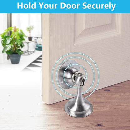 WINONLY Door Stopper, Magnetic Door Stop, Stainless Steel, Magnetic Door Catch, 3M Double-Sided Adhesive Tape, No Drilling, Screws for Stronger Mount, Hold Your Door Open, 1 Pack to Have a Try