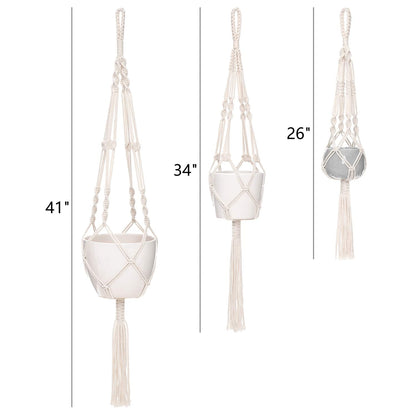 Mkono Set of 4 Macrame Plant Hangers Indoor 4 Different Size Hanging Planter Basket Flower Pot Holder 41"/35"/34"/26"