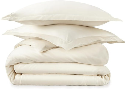100% Organic Cotton Duvet Cover King Size - Naturally Soft Lightweight & Cooling Duvet Cover Set with Decorative Shams - Premium GOTS Certified 300 Thread Count Sateen Weave (Natural, King)