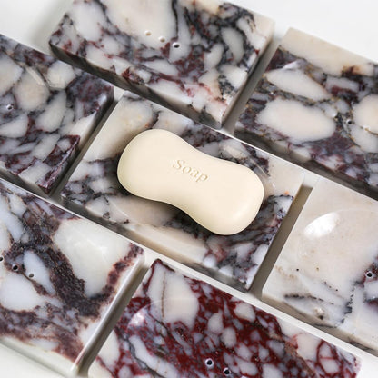 Luxurious Natural Marble Soap Dish Tray Marble Soap Holder Trinket Plate for Bathroom Sink Kitchen Countertop Bedroom Vanity Bathroom Accessory Rectangular (2 Pack)
